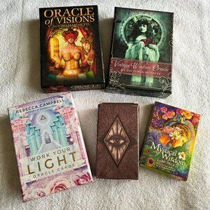 5 Deck Bundle, Mystical Wisdom, Oracle of Visions, Vintage Wisdom Visions